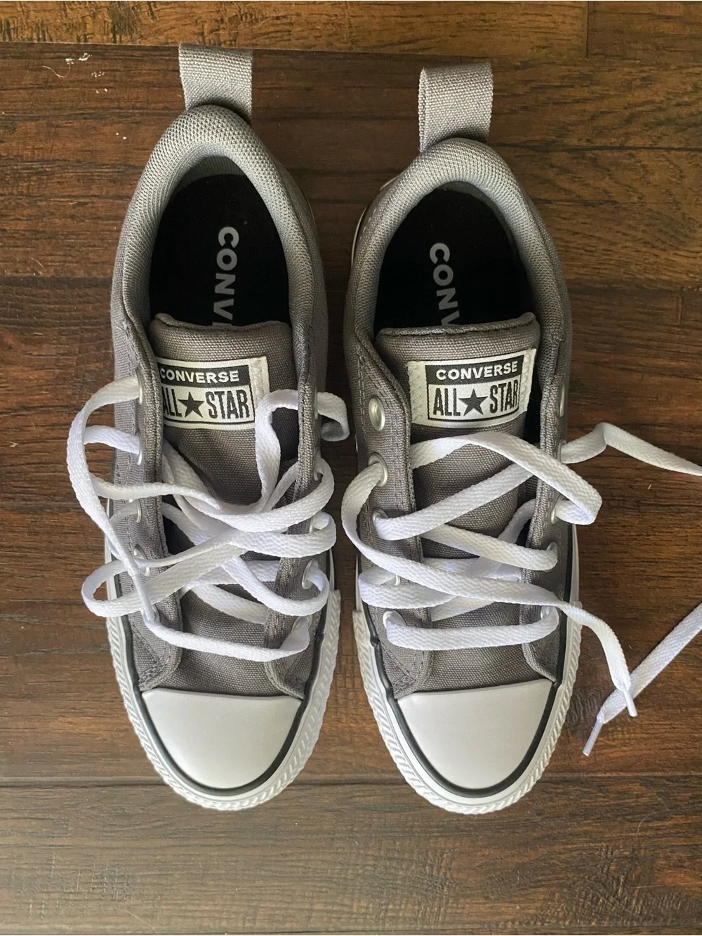 Converse Kids Gray Canvas Low-Top Sneakers with White Laces